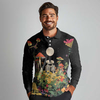 Skeleton Lovers Long Sleeve Polo Shirt Hippie Gothic Aesthetic - Wonder Print Shop