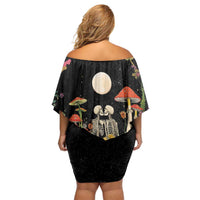 Skeleton Lovers Off Shoulder Short Dress Hippie Gothic Aesthetic - Wonder Print Shop