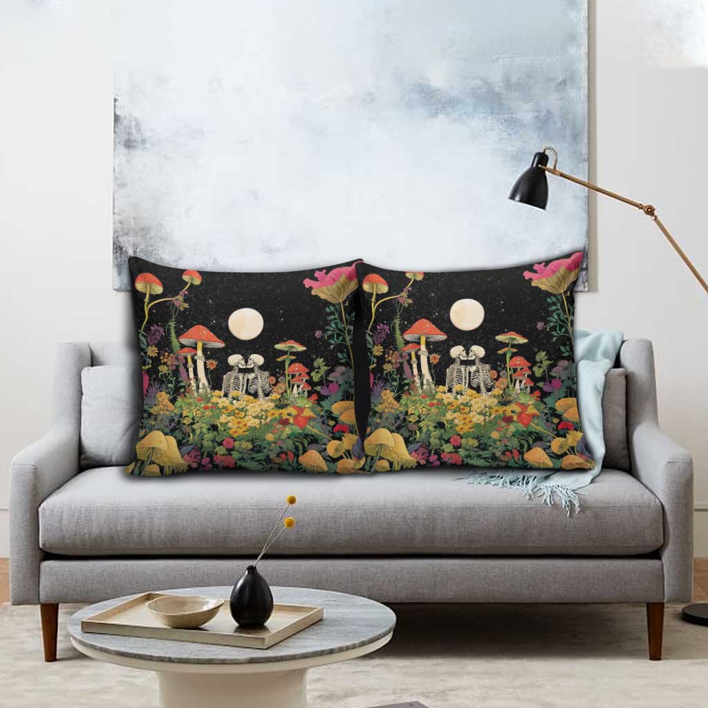 Skeleton Lovers Pillow Cover Hippie Gothic Aesthetic - Wonder Print Shop