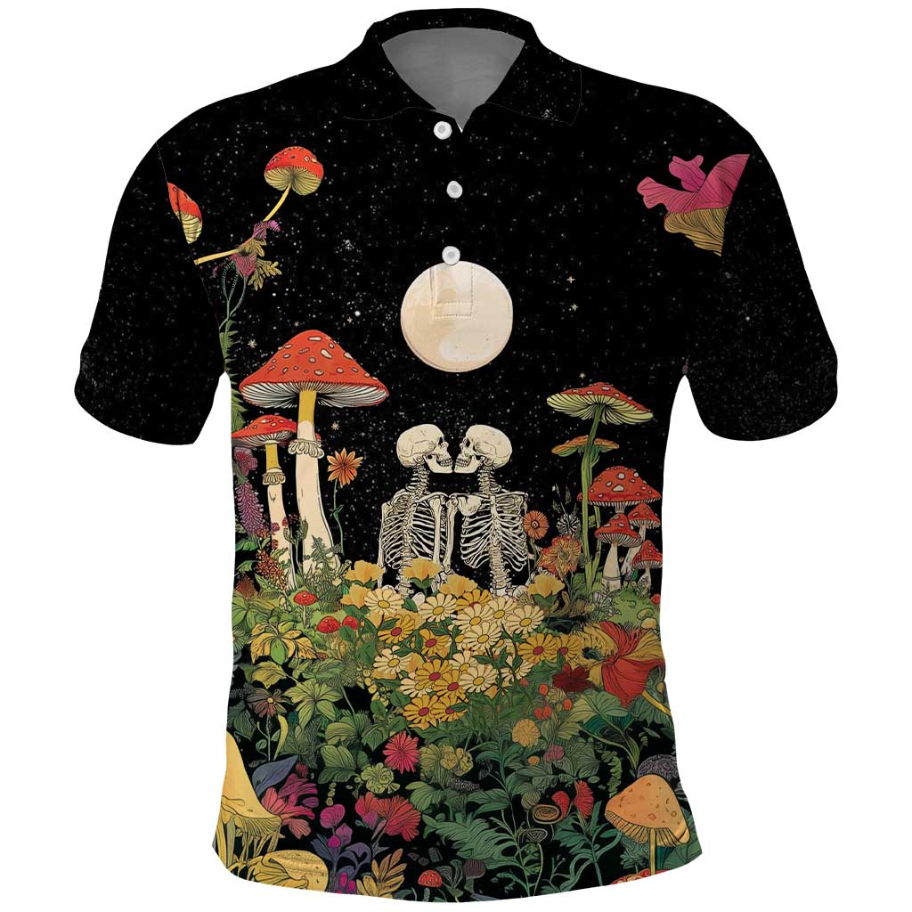 Skeleton Lovers Polo Shirt Hippie Gothic Aesthetic - Wonder Print Shop