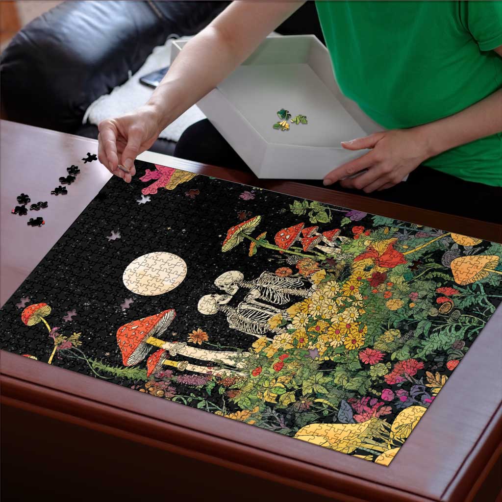 Skeleton Lovers Puzzle Hippie Gothic Aesthetic - Wonder Print Shop