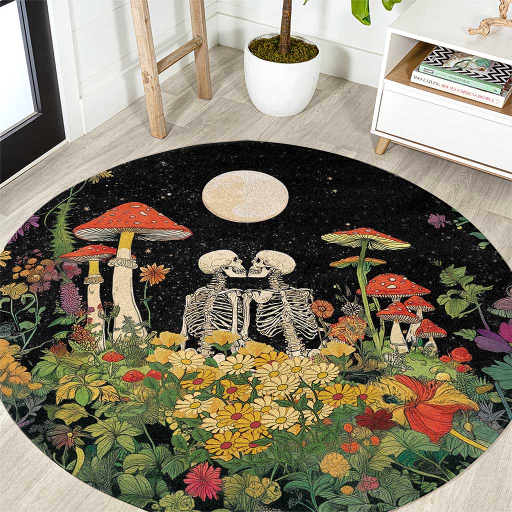 Skeleton Lovers Round Carpet Hippie Gothic Aesthetic - Wonder Print Shop