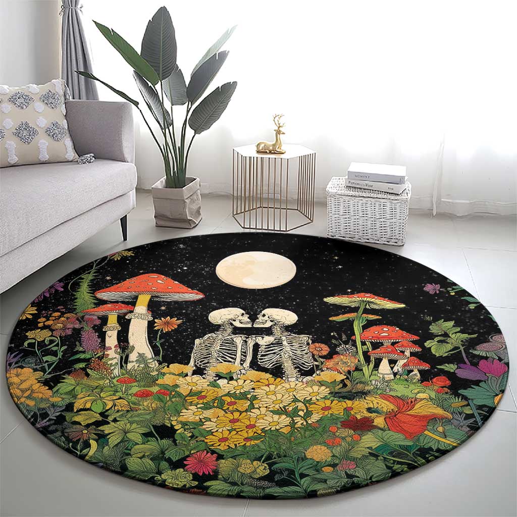 Skeleton Lovers Round Carpet Hippie Gothic Aesthetic - Wonder Print Shop