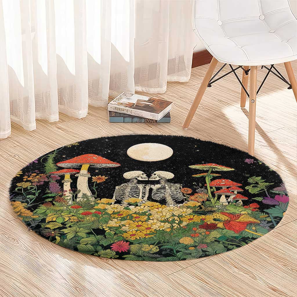 Skeleton Lovers Round Carpet Hippie Gothic Aesthetic - Wonder Print Shop
