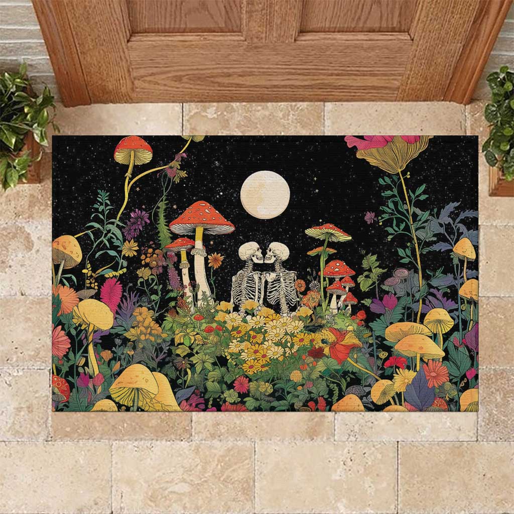 Skeleton Lovers Rubber Doormat Hippie Gothic Aesthetic - Wonder Print Shop