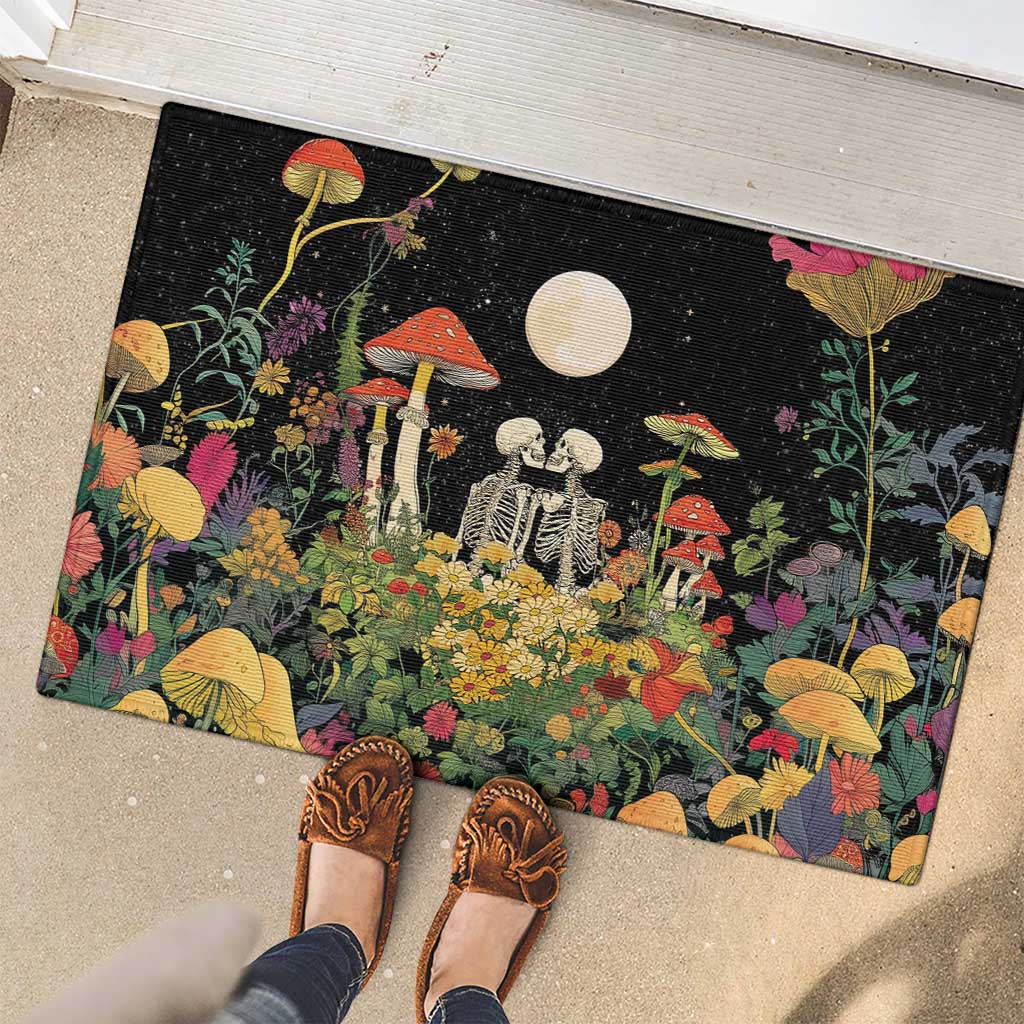 Skeleton Lovers Rubber Doormat Hippie Gothic Aesthetic - Wonder Print Shop