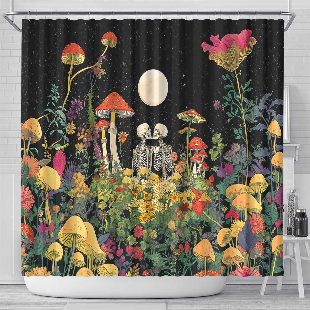 Skeleton Lovers Shower Curtain Hippie Gothic Aesthetic - Wonder Print Shop