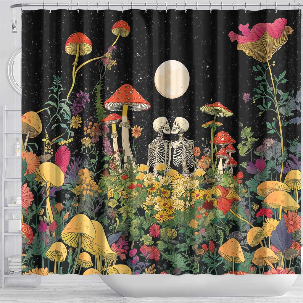 Skeleton Lovers Shower Curtain Hippie Gothic Aesthetic - Wonder Print Shop