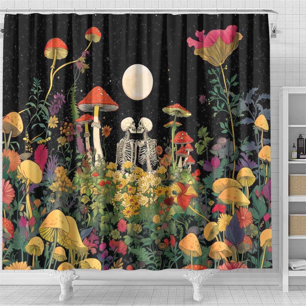 Skeleton Lovers Shower Curtain Hippie Gothic Aesthetic - Wonder Print Shop