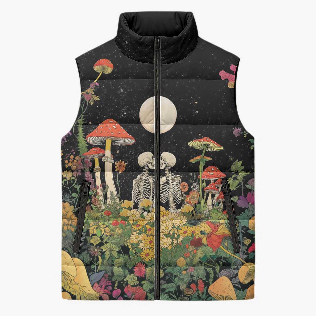 Skeleton Lovers Sleeveless Puffer Jacket Hippie Gothic Aesthetic - Wonder Print Shop