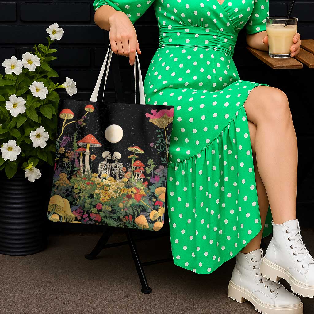 Skeleton Lovers Tote Bag Hippie Gothic Aesthetic - Wonder Print Shop
