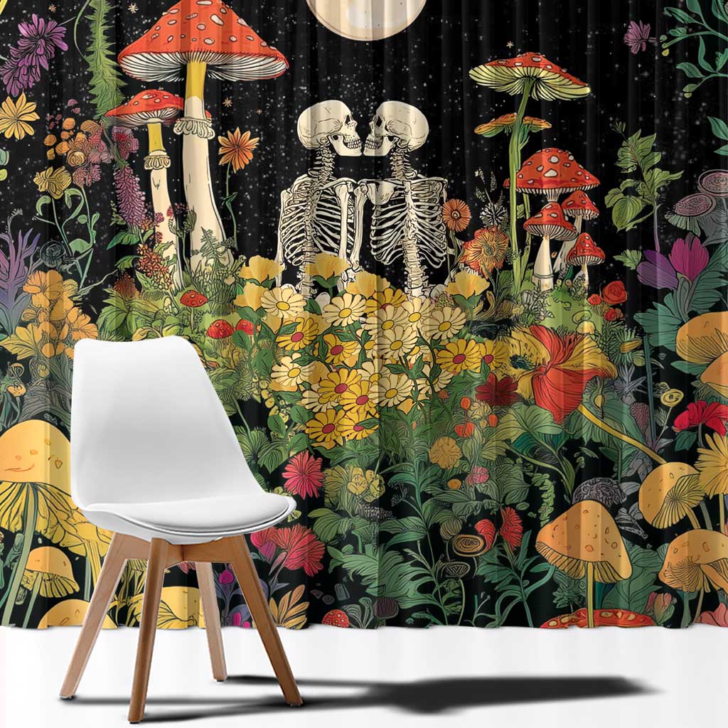 Skeleton Lovers Window Curtain Hippie Gothic Aesthetic - Wonder Print Shop