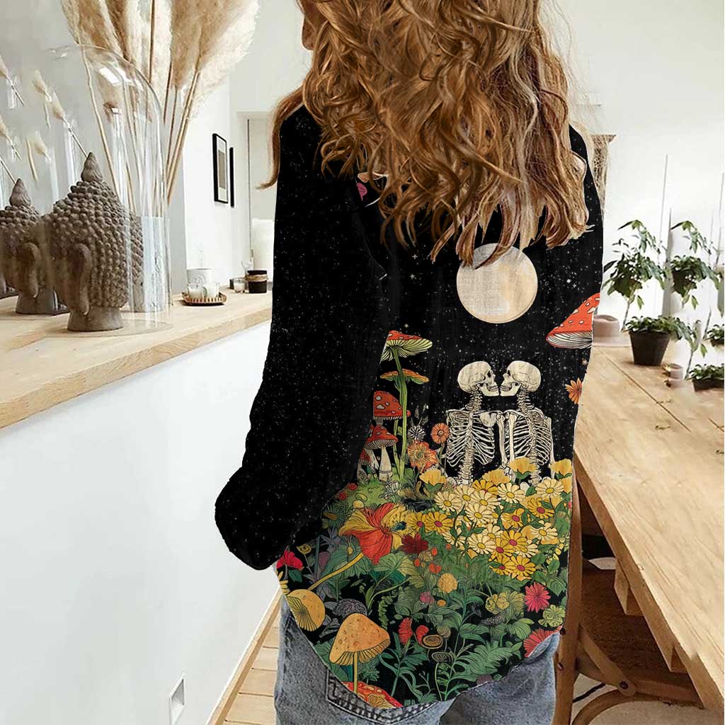Skeleton Lovers Women Casual Shirt Hippie Gothic Aesthetic - Wonder Print Shop
