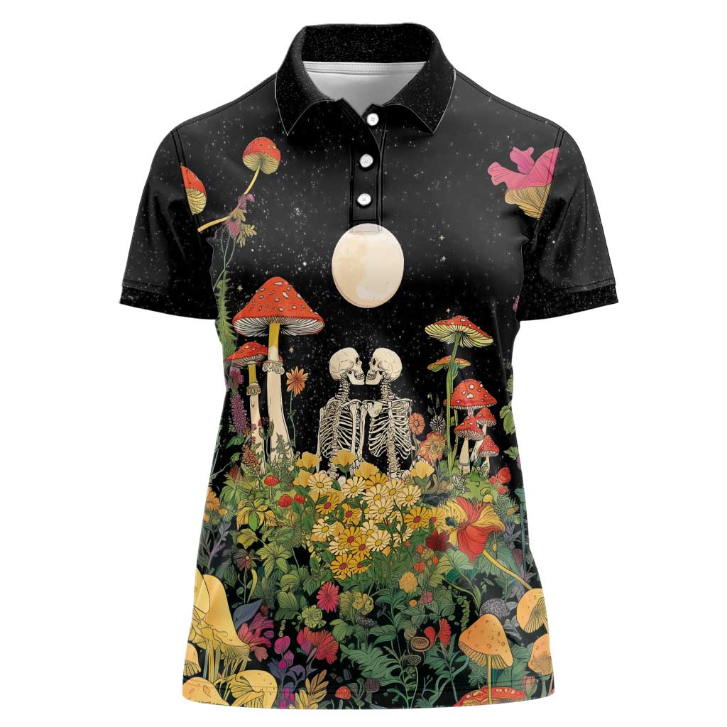 Skeleton Lovers Women Polo Shirt Hippie Gothic Aesthetic - Wonder Print Shop