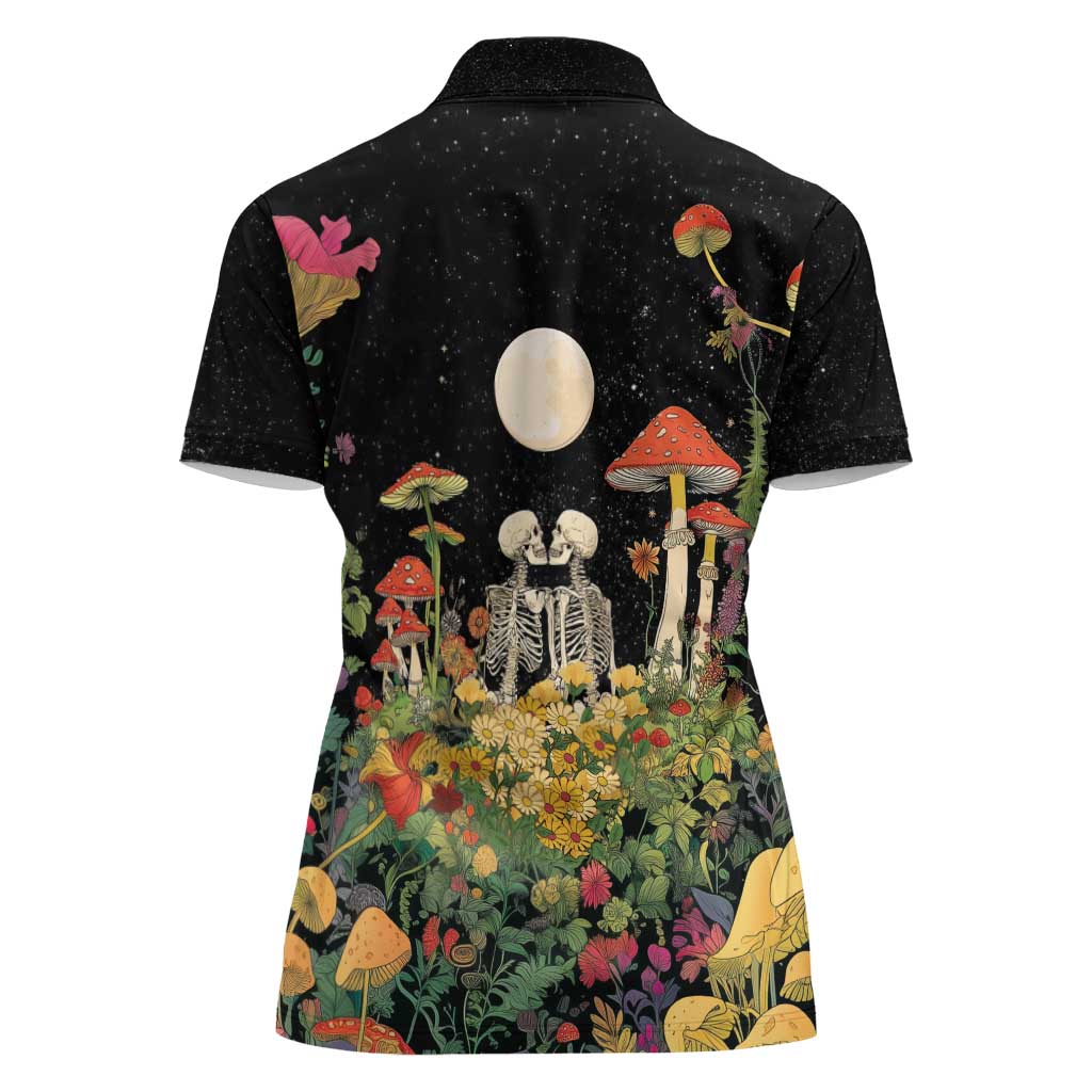 Skeleton Lovers Women Polo Shirt Hippie Gothic Aesthetic - Wonder Print Shop
