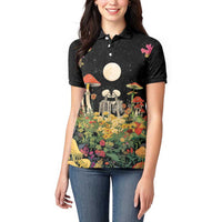 Skeleton Lovers Women Polo Shirt Hippie Gothic Aesthetic - Wonder Print Shop