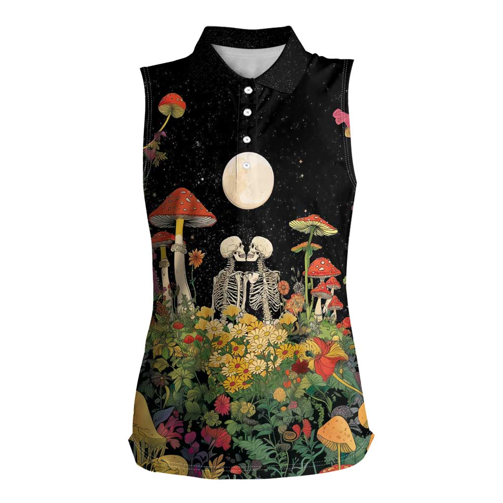 Skeleton Lovers Women Sleeveless Polo Shirt Hippie Gothic Aesthetic - Wonder Print Shop