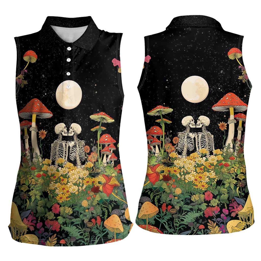 Skeleton Lovers Women Sleeveless Polo Shirt Hippie Gothic Aesthetic - Wonder Print Shop