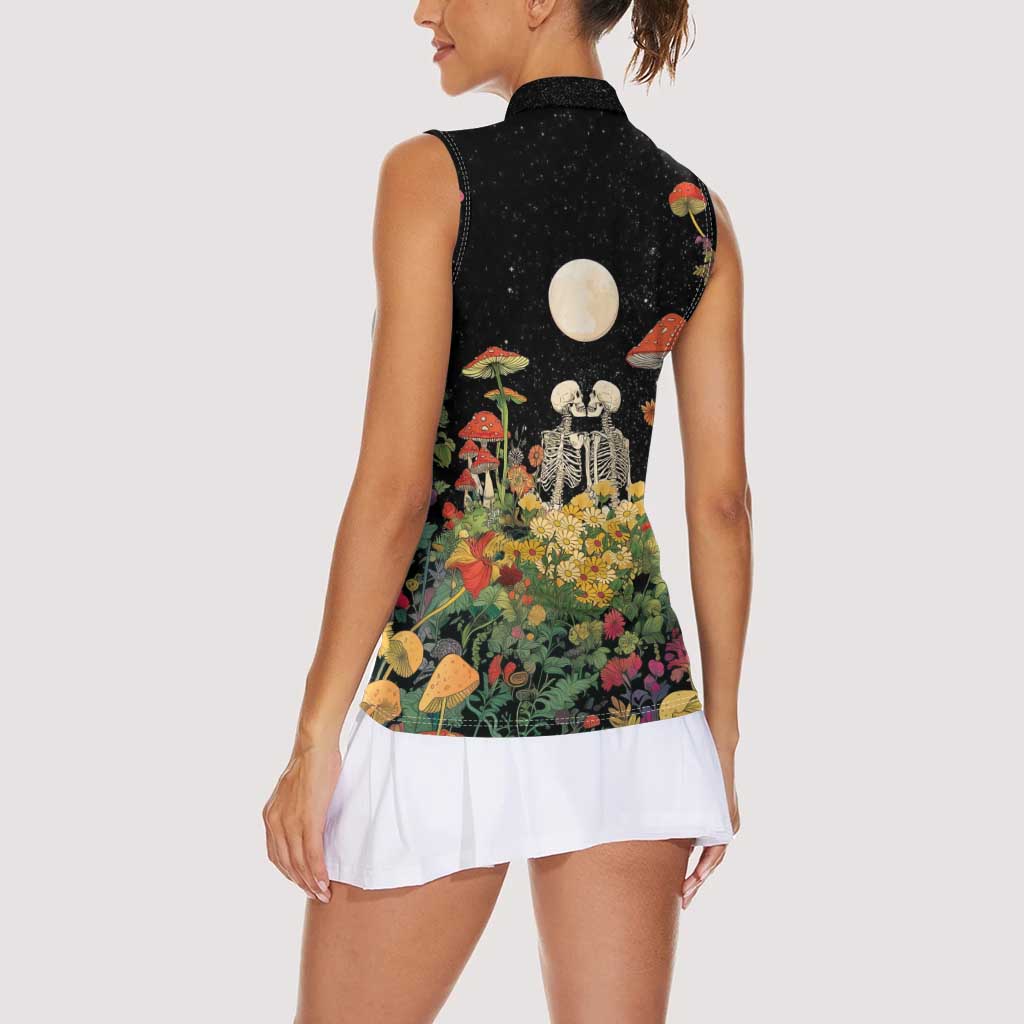 Skeleton Lovers Women Sleeveless Polo Shirt Hippie Gothic Aesthetic - Wonder Print Shop