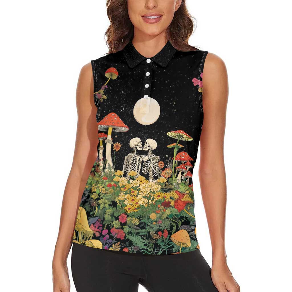 Skeleton Lovers Women Sleeveless Polo Shirt Hippie Gothic Aesthetic - Wonder Print Shop