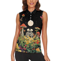 Skeleton Lovers Women Sleeveless Polo Shirt Hippie Gothic Aesthetic - Wonder Print Shop