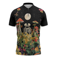 Skeleton Lovers Zipper Polo Shirt Hippie Gothic Aesthetic - Wonder Print Shop