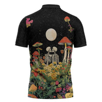 Skeleton Lovers Zipper Polo Shirt Hippie Gothic Aesthetic - Wonder Print Shop