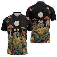 Skeleton Lovers Zipper Polo Shirt Hippie Gothic Aesthetic - Wonder Print Shop