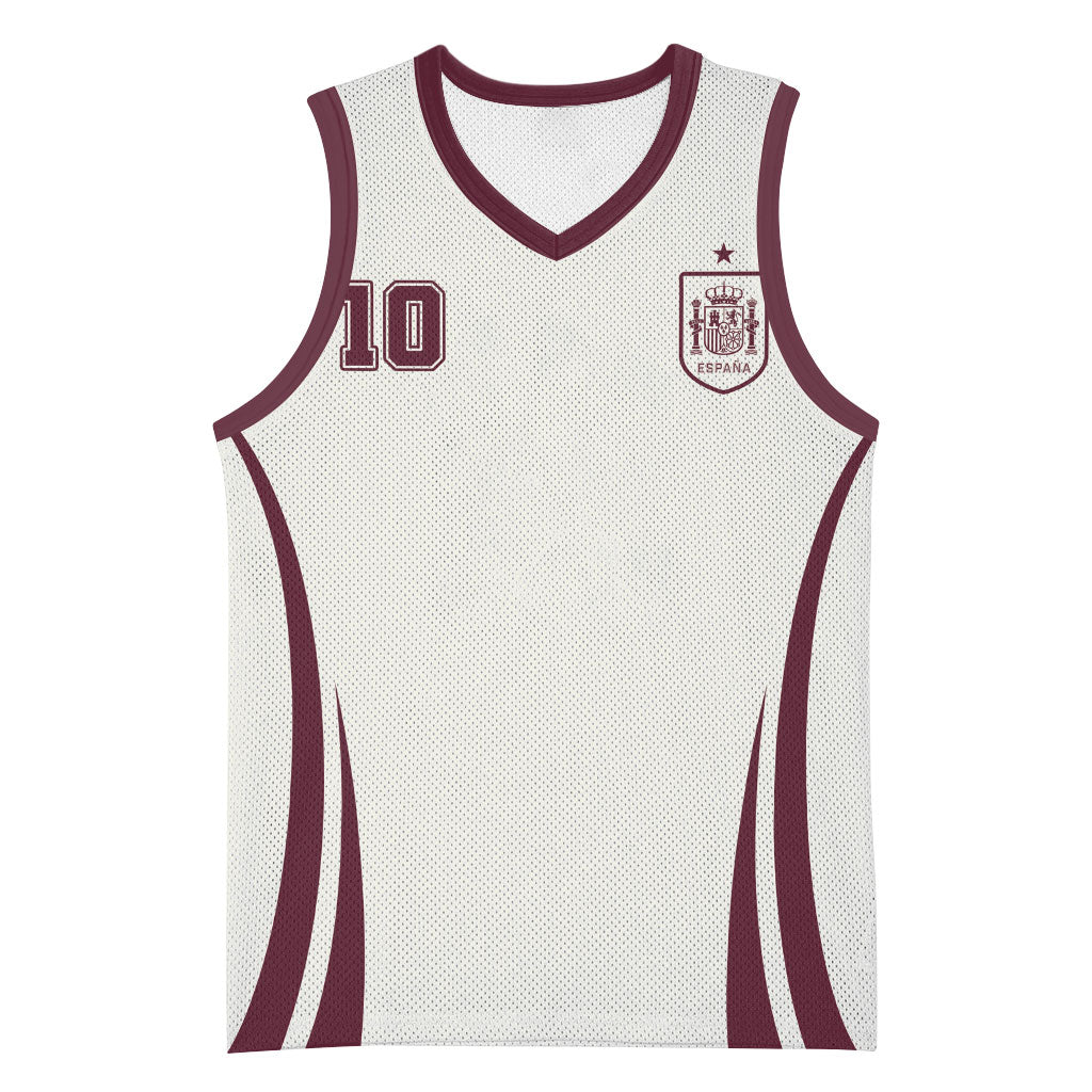 Custom World Football 2026 Spain Basketball Jersey Come On Spain Beige Version