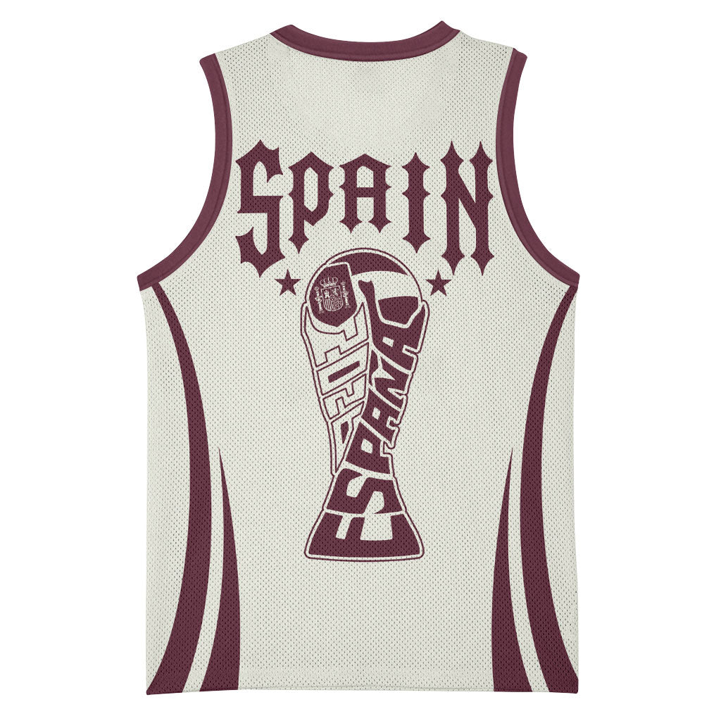 Custom World Football 2026 Spain Basketball Jersey Come On Spain Beige Version