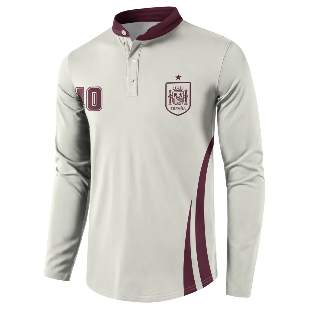 Custom World Football 2026 Spain Button Sweatshirt Come On Spain Beige Version