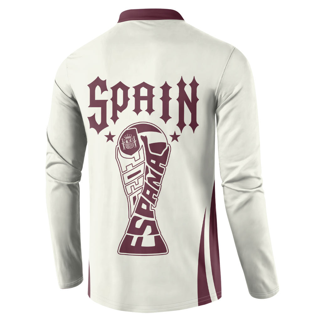 Custom World Football 2026 Spain Button Sweatshirt Come On Spain Beige Version