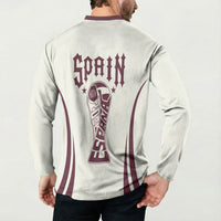 Custom World Football 2026 Spain Button Sweatshirt Come On Spain Beige Version