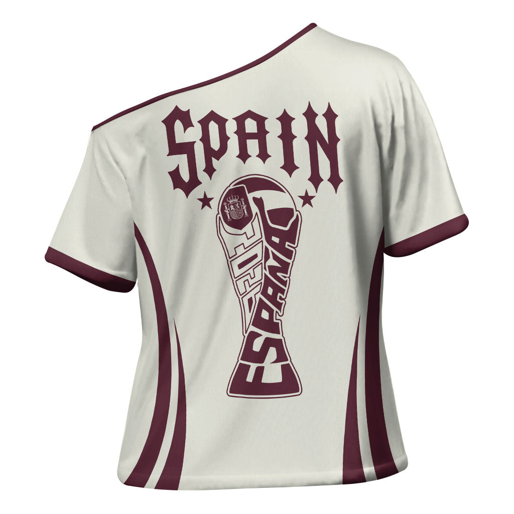 Custom World Football 2026 Spain Cross Shoulder Shirt Come On Spain Beige Version