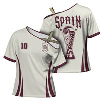 Custom World Football 2026 Spain Cross Shoulder Shirt Come On Spain Beige Version