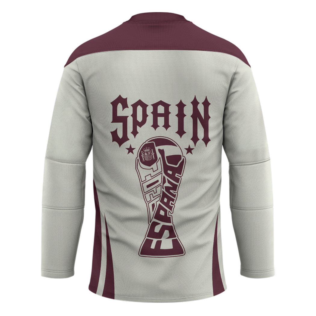 Custom World Football 2026 Spain Hockey Jersey Come On Spain Beige Version