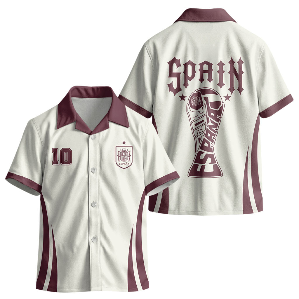 Custom World Football 2026 Spain Kid Hawaiian Shirt Come On Spain Beige Version