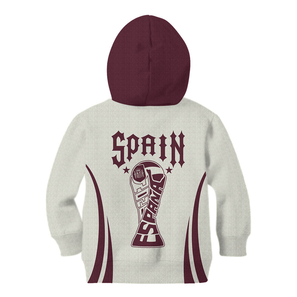 Custom World Football 2026 Spain Kid Hoodie Come On Spain Beige Version
