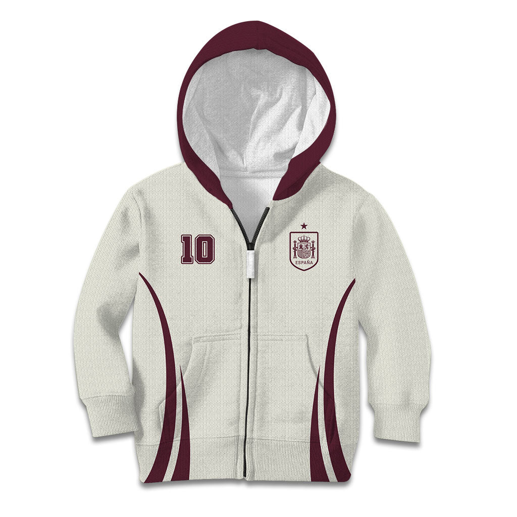Custom World Football 2026 Spain Kid Hoodie Come On Spain Beige Version