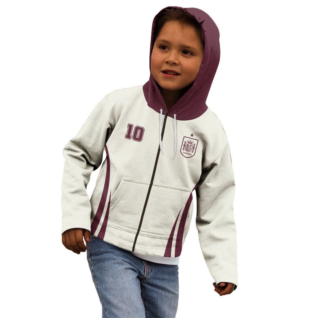Custom World Football 2026 Spain Kid Hoodie Come On Spain Beige Version
