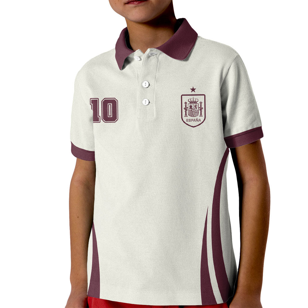 Custom World Football 2026 Spain Kid Polo Shirt Come On Spain Beige Version