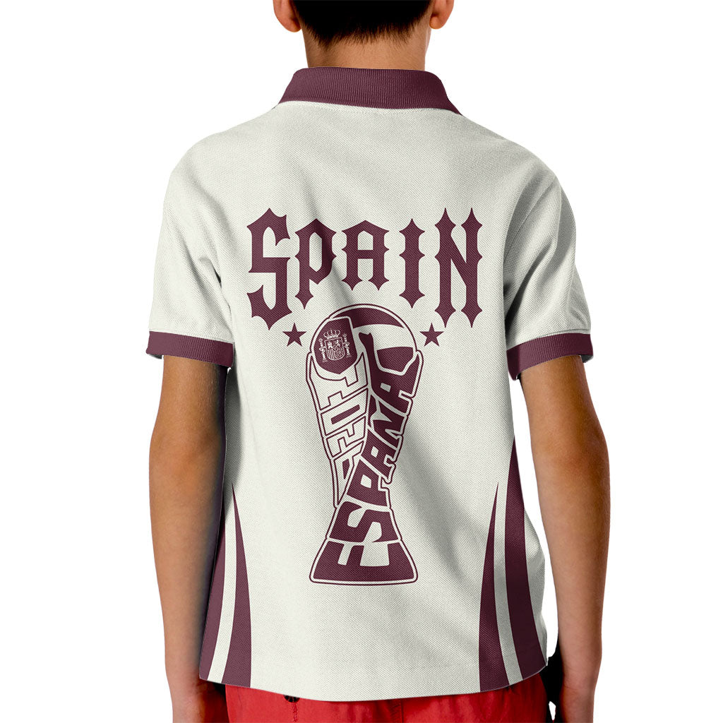 Custom World Football 2026 Spain Kid Polo Shirt Come On Spain Beige Version
