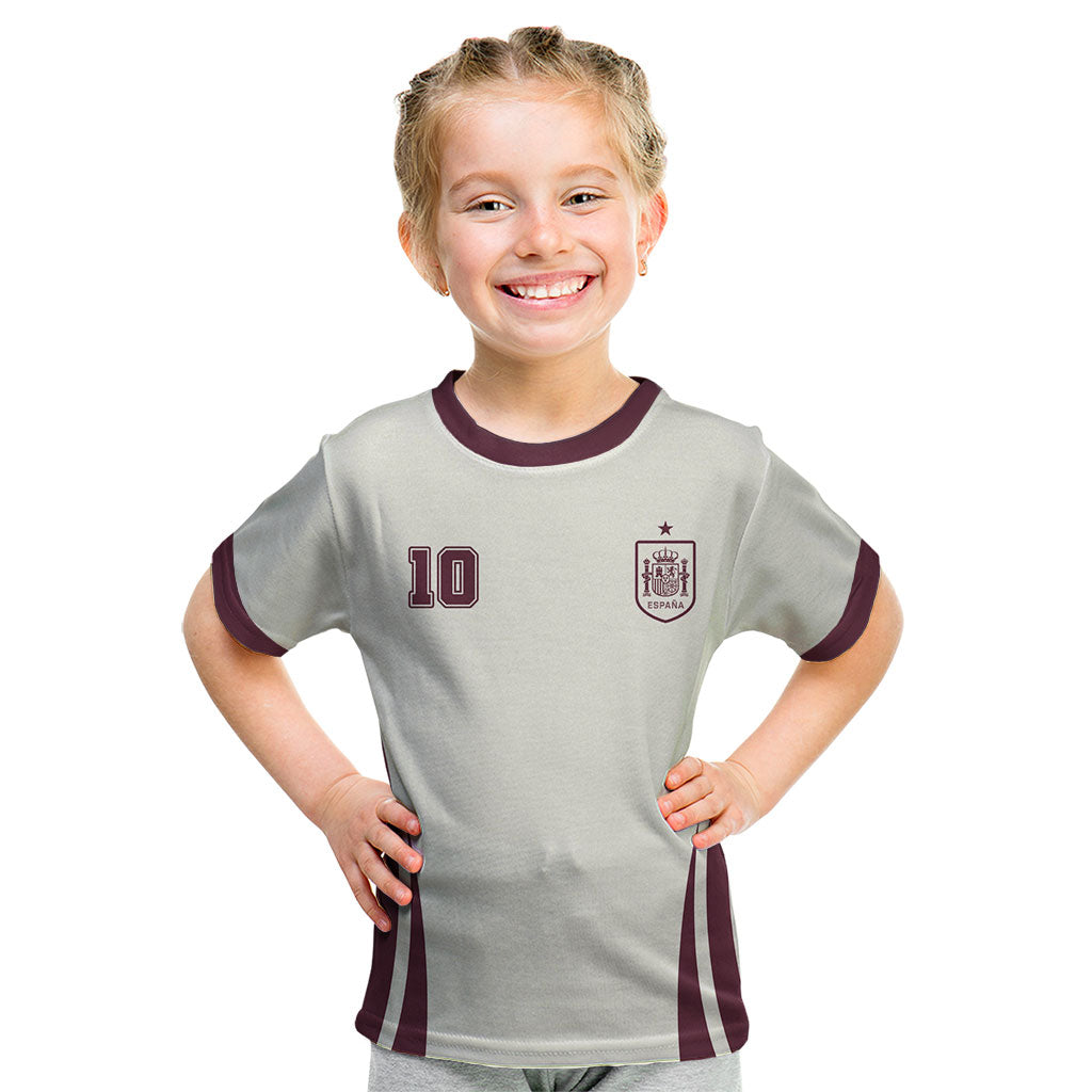 Custom World Football 2026 Spain Kid T Shirt Come On Spain Beige Version