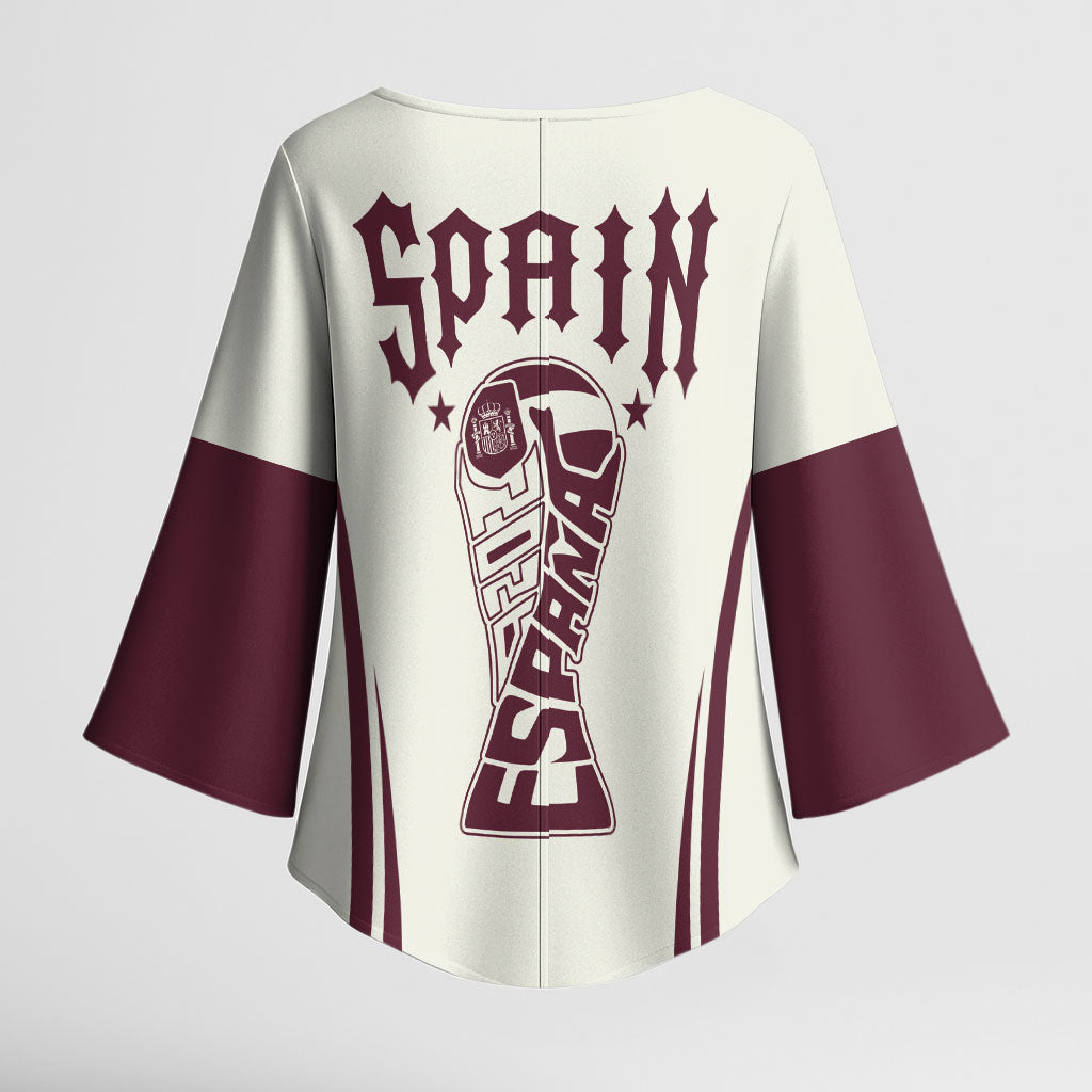 Custom World Football 2026 Spain Kimono Sleeve Blouse Come On Spain Beige Version
