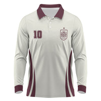 Custom World Football 2026 Spain Long Sleeve Polo Shirt Come On Spain Beige Version