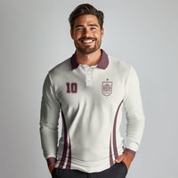 Custom World Football 2026 Spain Long Sleeve Polo Shirt Come On Spain Beige Version