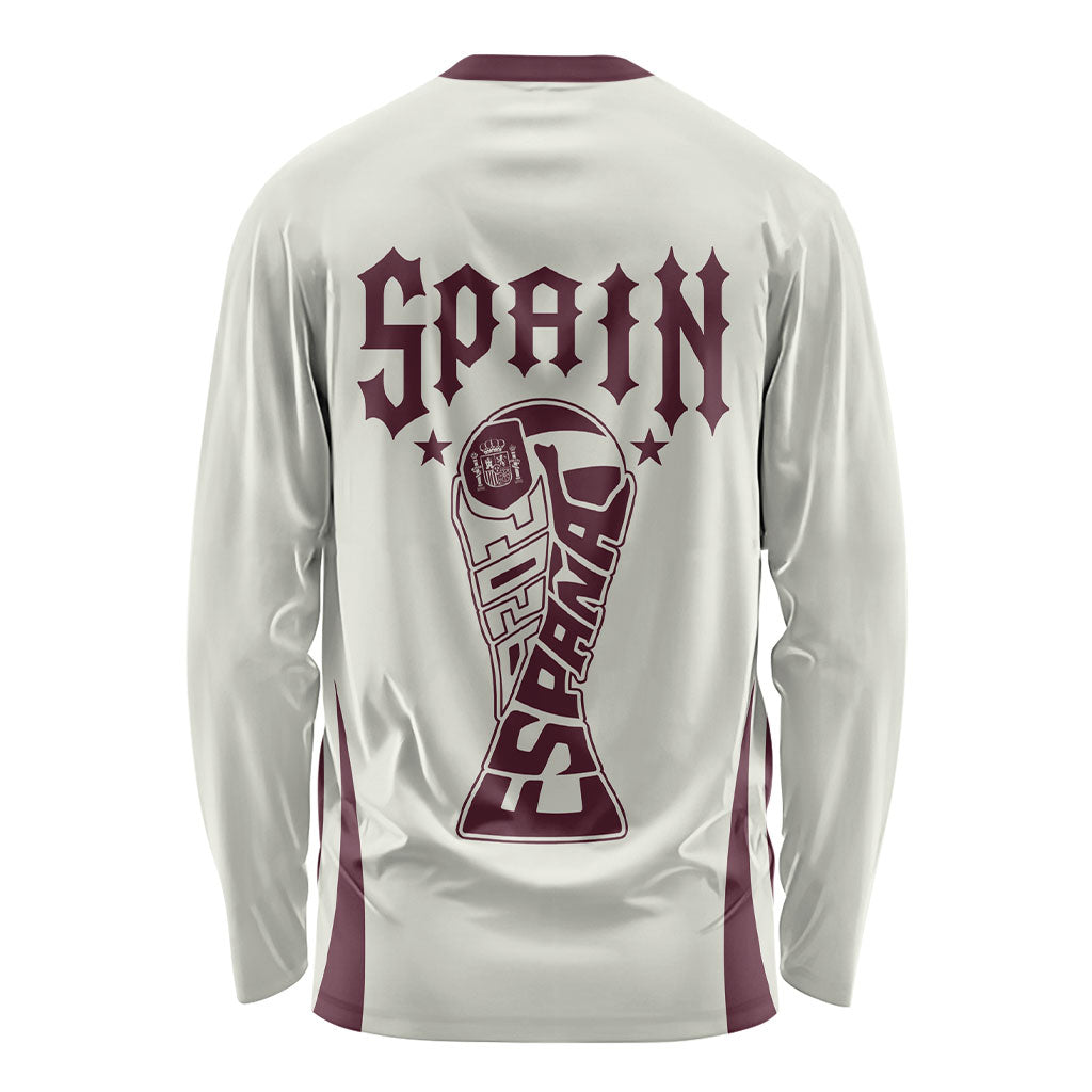 Custom World Football 2026 Spain Long Sleeve Shirt Come On Spain Beige Version