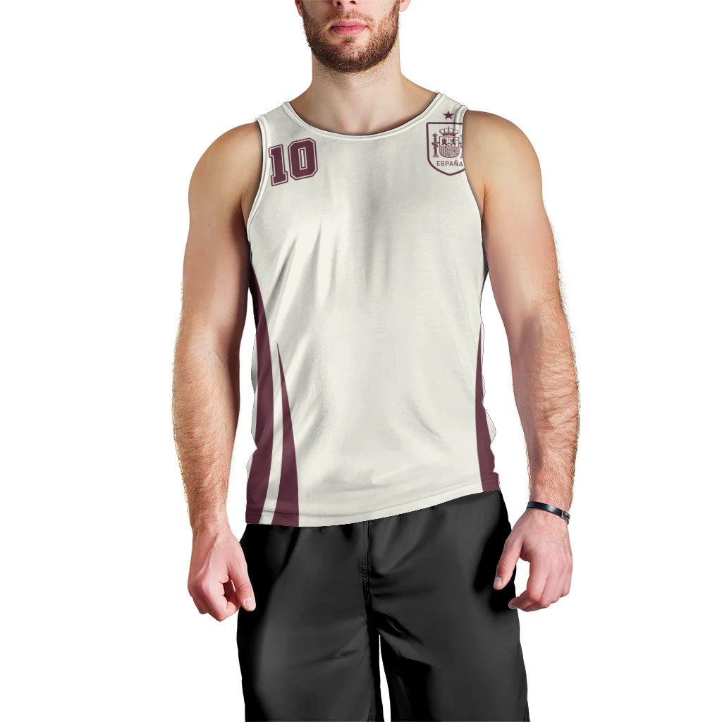 Custom World Football 2026 Spain Men Tank Top Come On Spain Beige Version