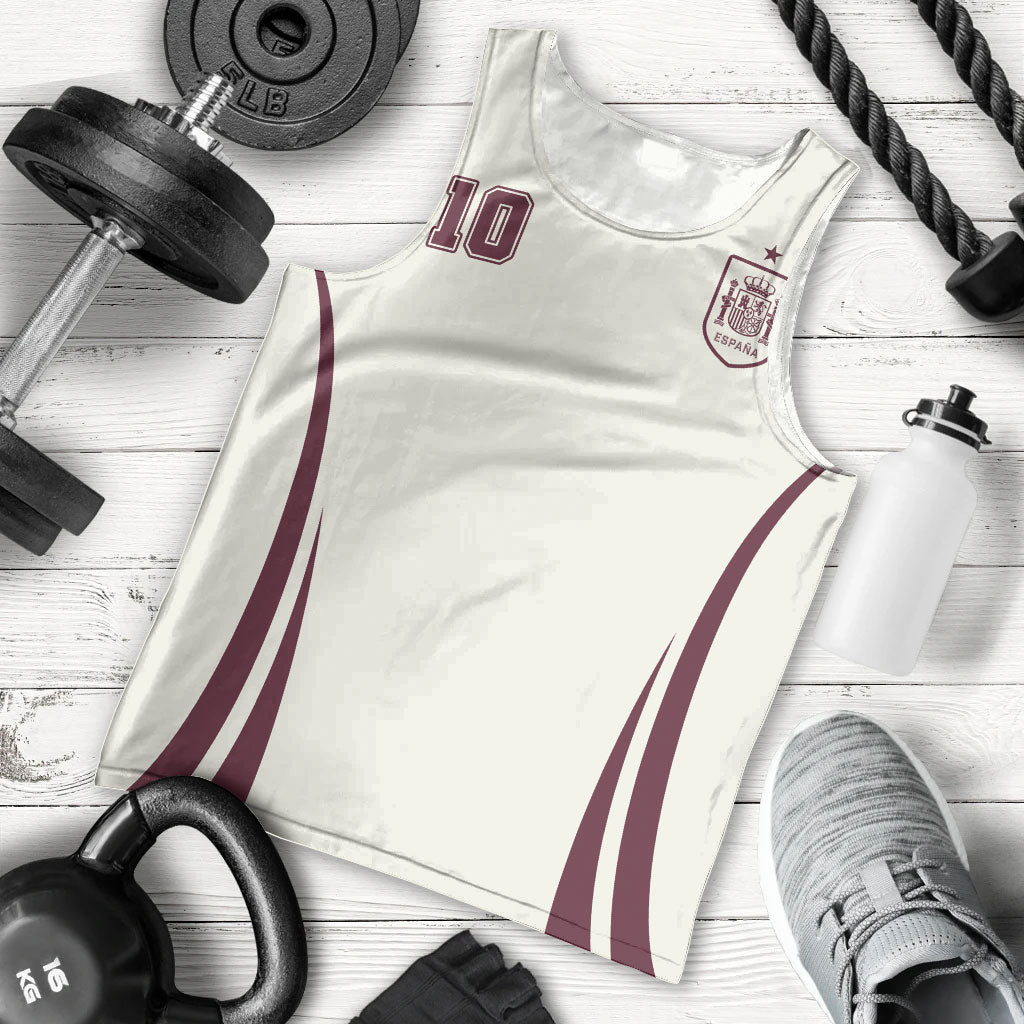 Custom World Football 2026 Spain Men Tank Top Come On Spain Beige Version