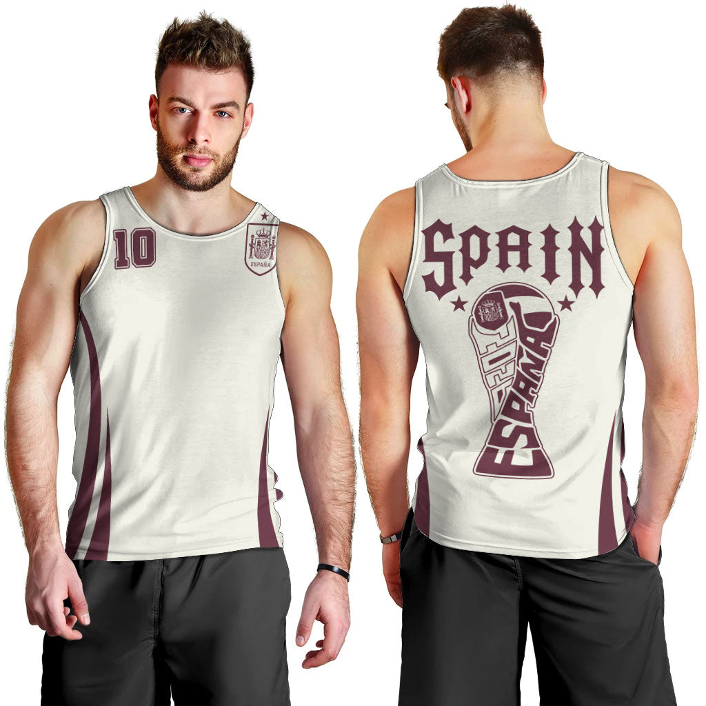 Custom World Football 2026 Spain Men Tank Top Come On Spain Beige Version